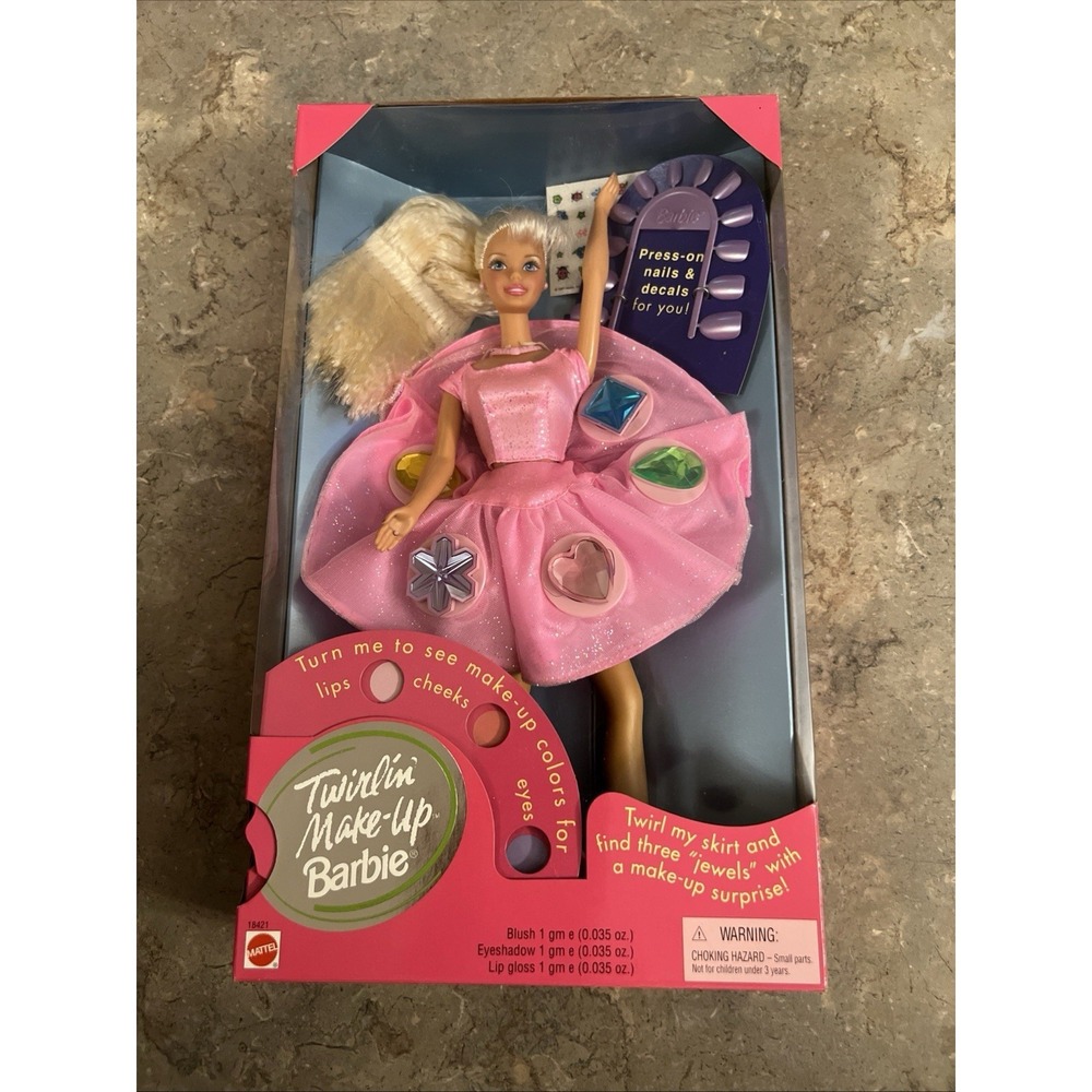 1997 Barbie Twirlin Make-Up Doll With Press On Nails